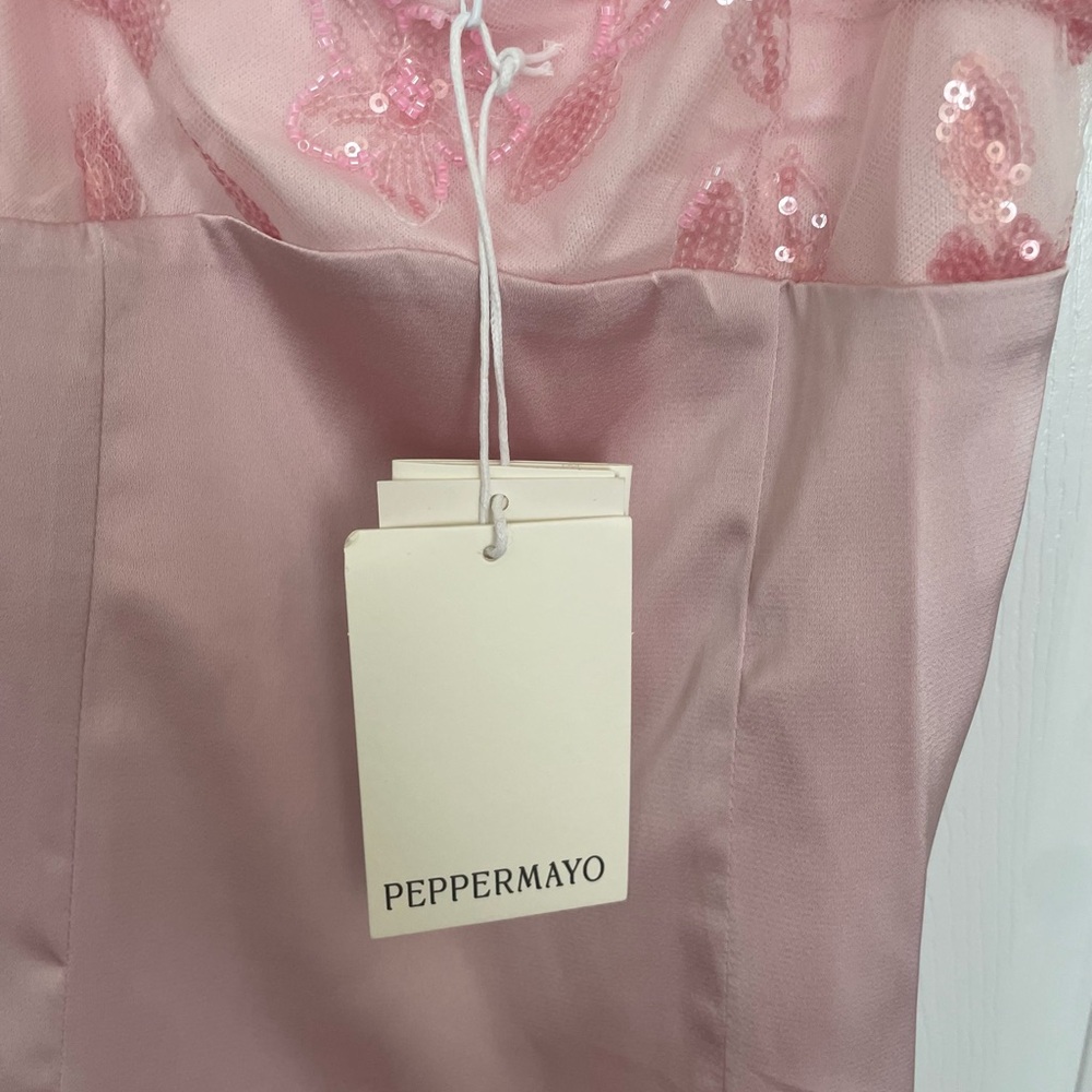 Peppermayo Blush Pink Satin Mini Dress - Picture 5 of 8